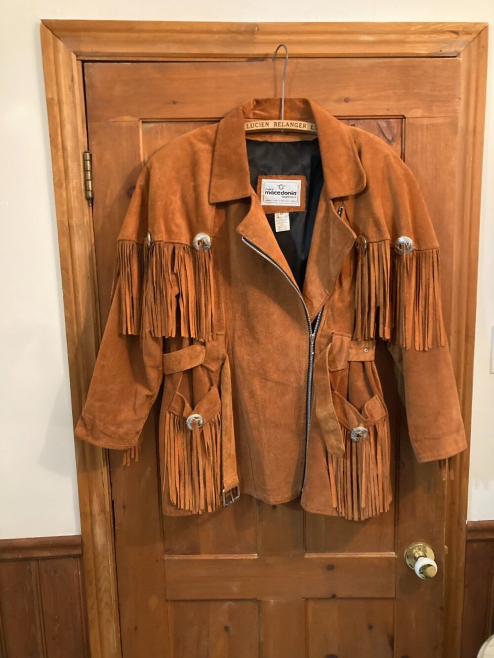 Vtg MACEDONIA leathers fringe suede cowboy western womens jacket sz medium